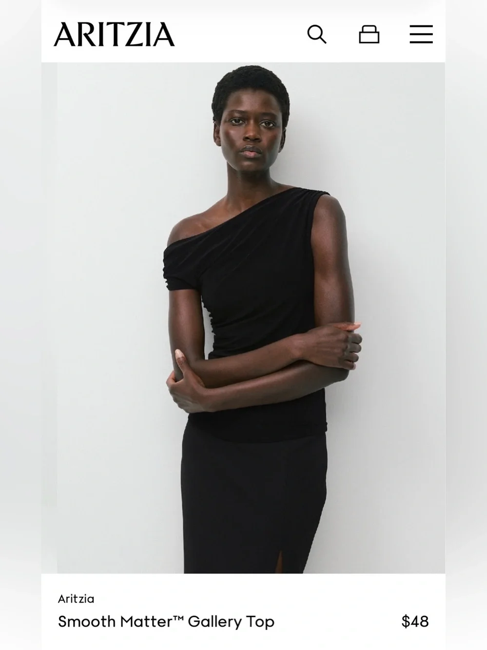 Aritzia Black One-Shoulder Smooth Matter™ Gallery Top